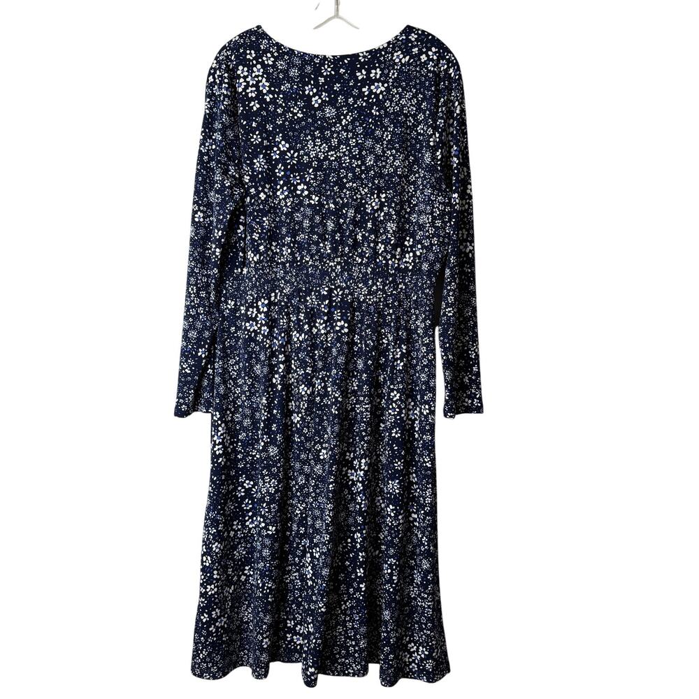 Talbots Floral Button Front Fit and Flare Midi Dress in Blue and White XL - Picture 5 of 8